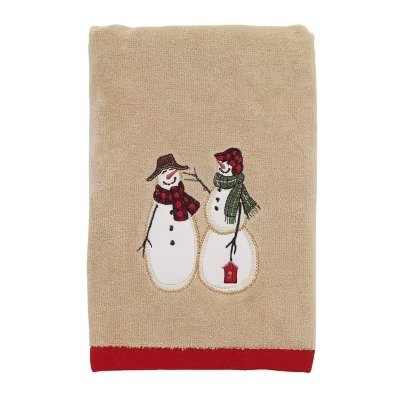 Snowman Gathering Embellished Hand Towel