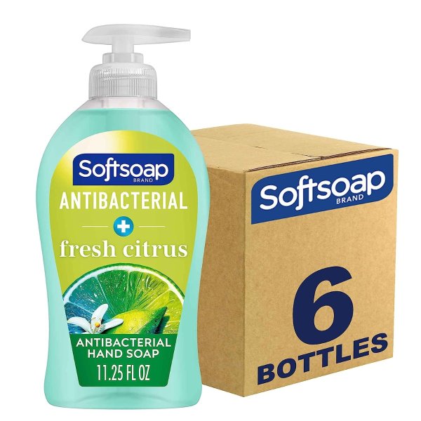 Antibacterial Liquid Hand Soap, Fresh Citrus Scent Hand Soap, 11.25 Ounce, 6 Pack
