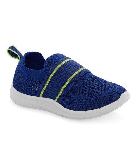 Blue & Lime Stripe Powell Slip-On Sneaker - Boys