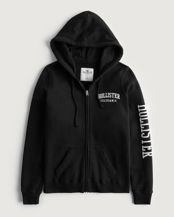 Easy Embroidered Logo Graphic Full-Zip Hoodie