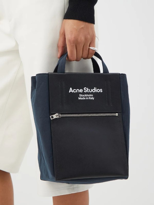 Baker Out canvas and leather tote bag | Acne Studios