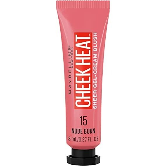 Maybelline Cheek Heat Gel-Cream Blush Makeup, Lightweight, Breathable Feel, Sheer Flush Of Color, Natural-Looking, Dewy Finish, Oil-Free, Nude Burn, 0.27 Fl Oz