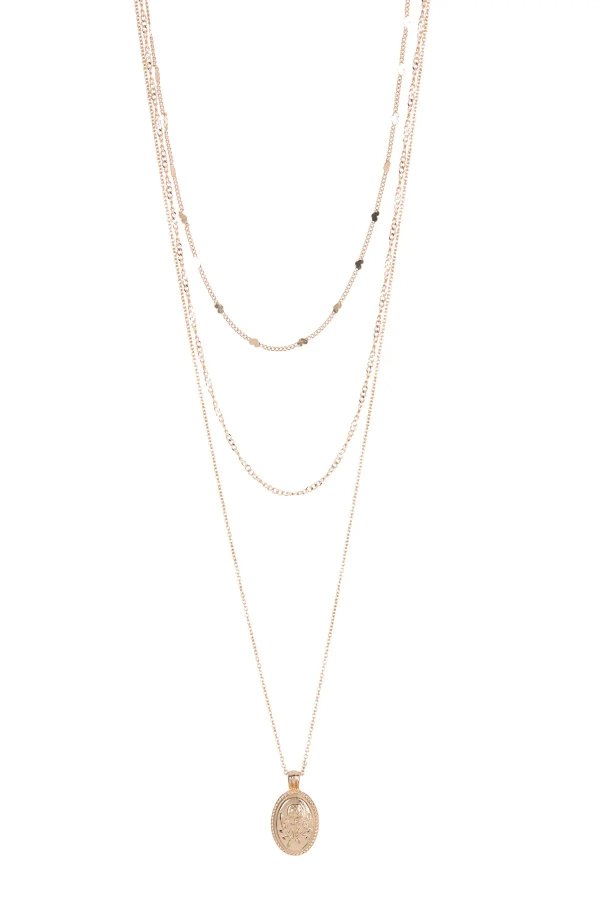 Oval Coin Layered Necklace Set