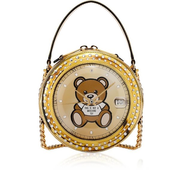 Clock w/Toy Gold Round Bag