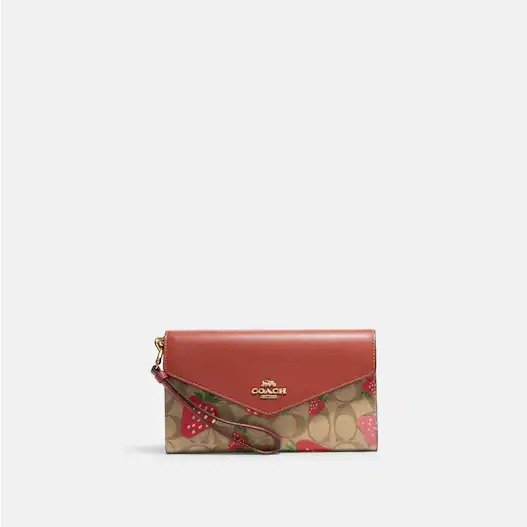 Travel Envelope Wallet In Signature Canvas With Wild Strawberry Print