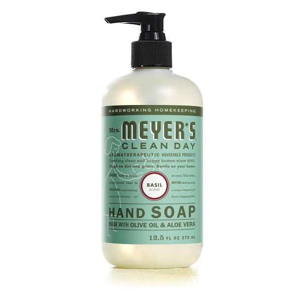 . Meyer's Clean Day Liquid Hand Soap, Cruelty Free and Biodegradable Hand Wash Made with Essential Oils, Basil Scent, 12.5 oz Bottle