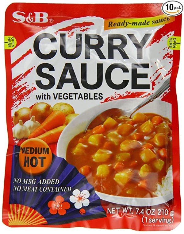 Curry Sauce with Vegetables Medium Hot, 7.4-Ounce (Pack of 10)