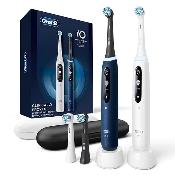 iO Series 7 Electric Toothbrush, Sapphire Blue and White Alabaster (2 pk., 4 Brush heads) - Sam's Club