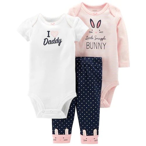 Baby Girl Carter's 3-piece. Bunny Bodysuit & Pants Set
