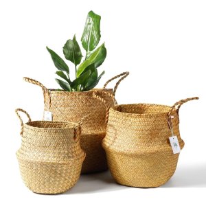 POTEY 北欧风植物盆栽装饰编织篮 3件套