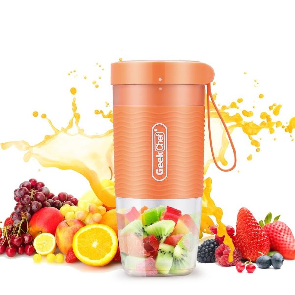 10 oz. Single Speed Orange Portable Personal Blender with USB Rechargeable