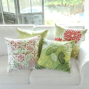 Phantoscope Set of 4 New Living Yellow and Green Decorative Throw Pillow Case