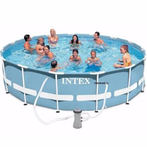 Intex 15'x33'' 金属框架家庭游泳池带水泵套装