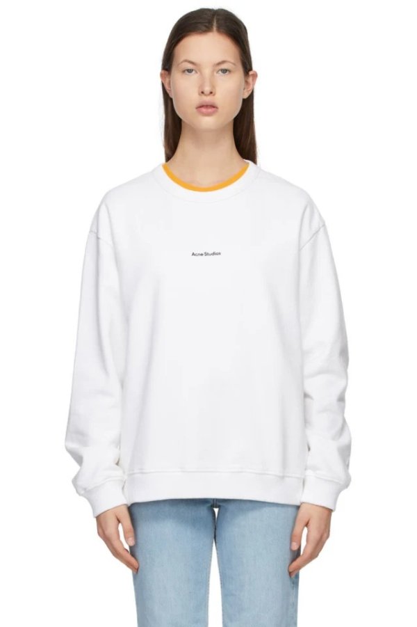 White Fleece Logo Sweatshirt