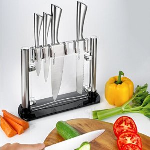 Kitch N' Wares 6 Piece Stainless Steel Knife Set With Acrylic Stand