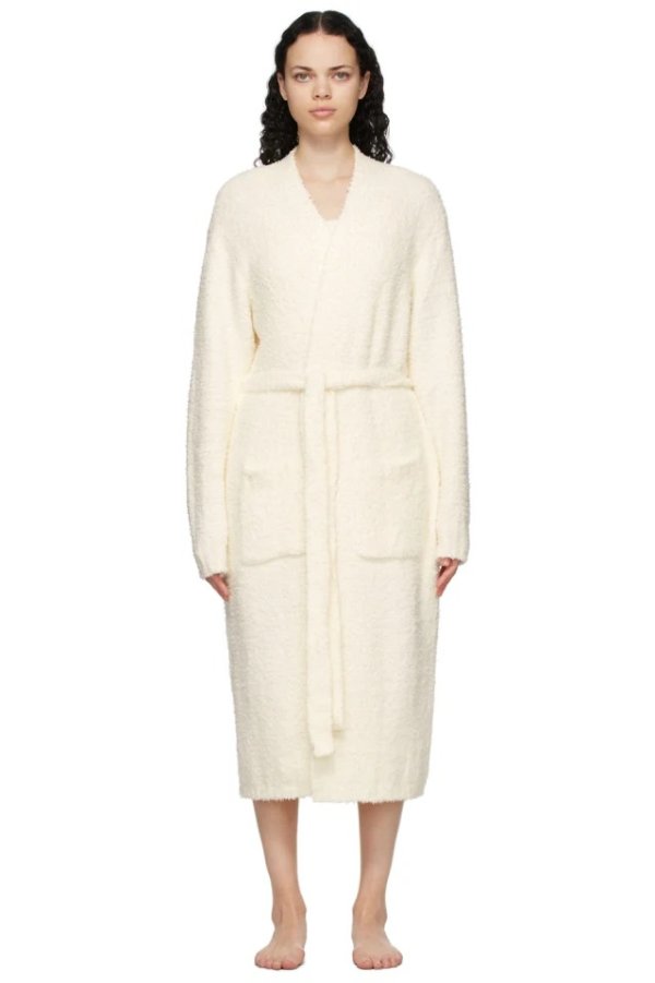 White Cozy Knit Robe