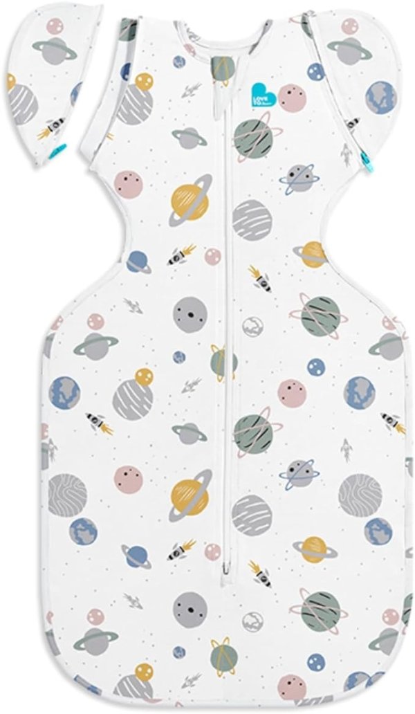 Swaddle UP Transition Bag Lite, Space Print, Medium 13-19 lbs, Patented Zip-Off Wings, Gently Help Baby Safely Transition from Being swaddled to arms Free Before Rolling Over