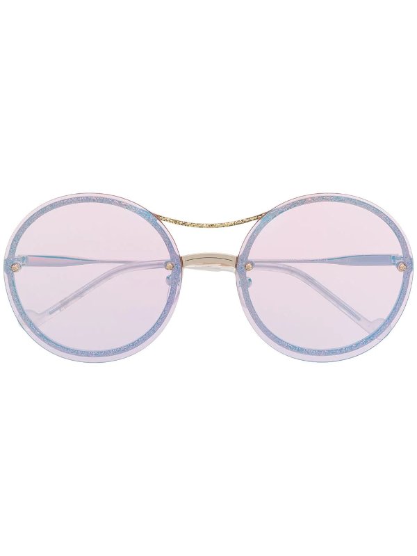 rimless round frame sunglasses