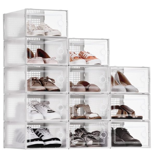 WALL QMER 可堆叠透明鞋盒 12个装