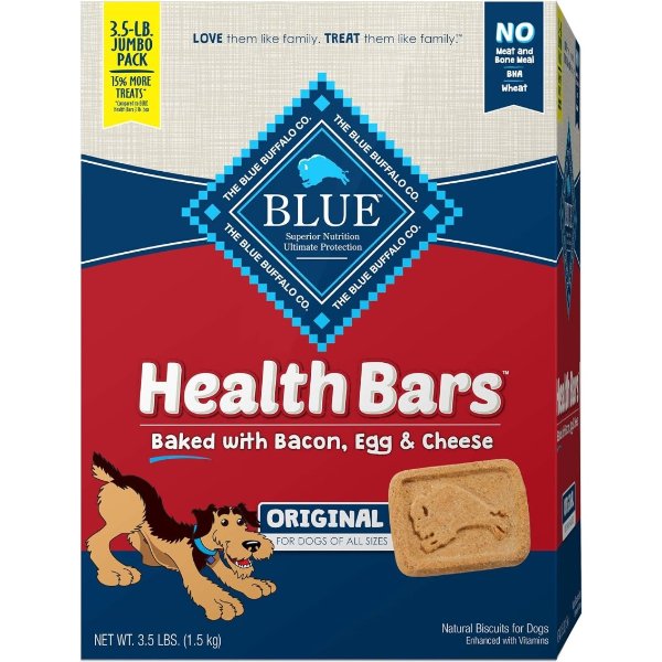 Health Bars Natural Crunchy Dog Treats Biscuits, Bacon, Egg & Cheese 56-oz Box