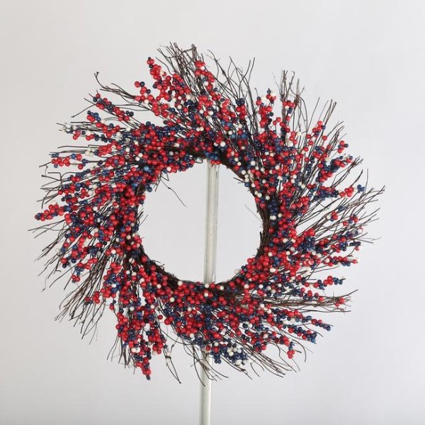 20 in. Red, White and Blue Berry Wreath