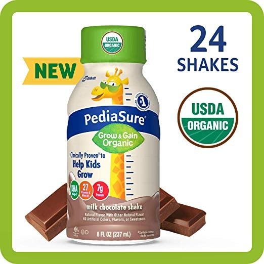 Organic Kid's Nutrition Shake, non-gmo, no Artificial Flavors or Colors, No Artificial Growth Hormones, 7g Protein, 32mg Dha omega-3, Milk Chocolate, 8 Fl Oz, 24 Count