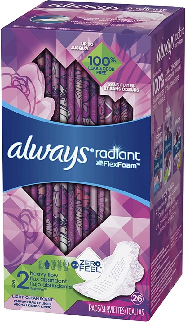 Radiant Pads, Size 2, Heavy Flow Absorbency, Scented, 26 Count