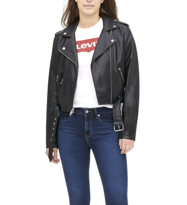 Levi's Women's Faux Leather Belted Motorcycle Jacket (Standard and Plus Sizes)
