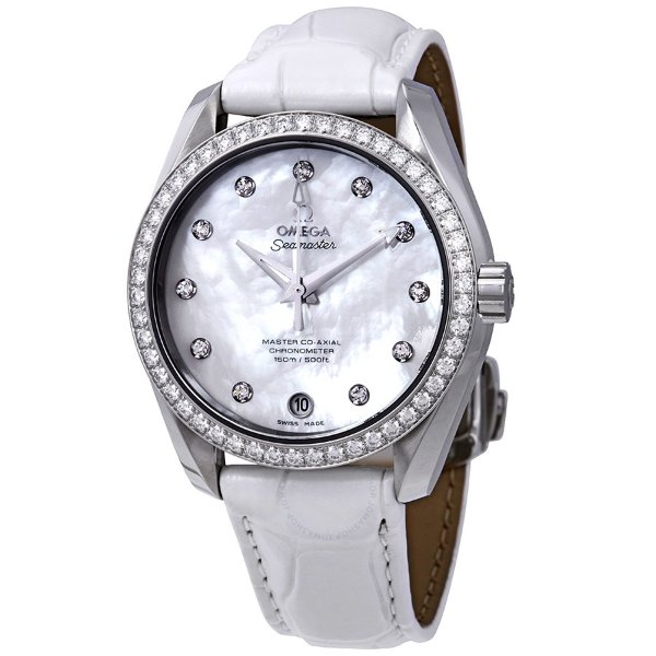 Seamaster Aqua Terra Automatic Diamond White Mother of Pearl Dial Ladies Watch 231.18.39.21.55.001