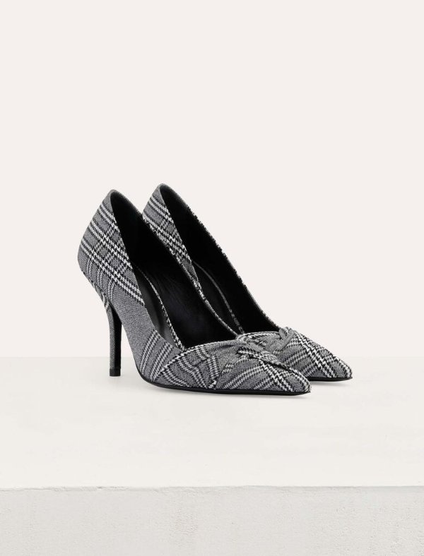 FABPDG Draped pumps in Prince of Wales plaid