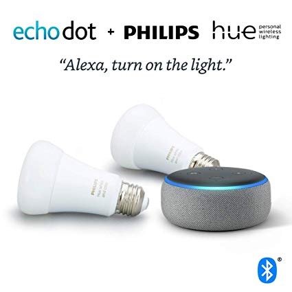 Echo Dot 3代（灰色） + Philips Hue 白色A19（2只） 入门套装