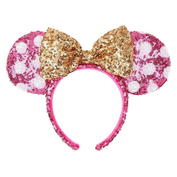 Minnie Mouse Sequined Ear Headband with Bow – Hot Pink & Gold | shopDisney