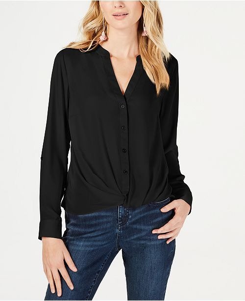 INC Twist-Front Button-Up Top, Created for Macy's