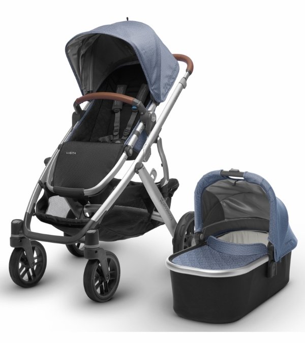 2019 VISTA Stroller - William (Chambray Oxford/Silver/Navy Leather)