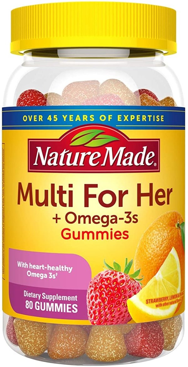 Women's Multivitamin + Omega-3 Gummies, 80 Count for Daily Nutritional Support