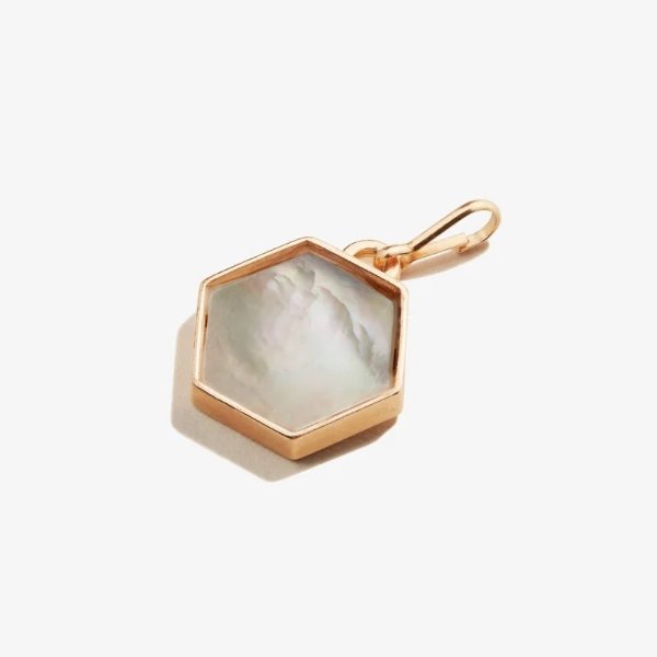 Mother of Pearl Necklace Charm 14kt Rose Gold Plated