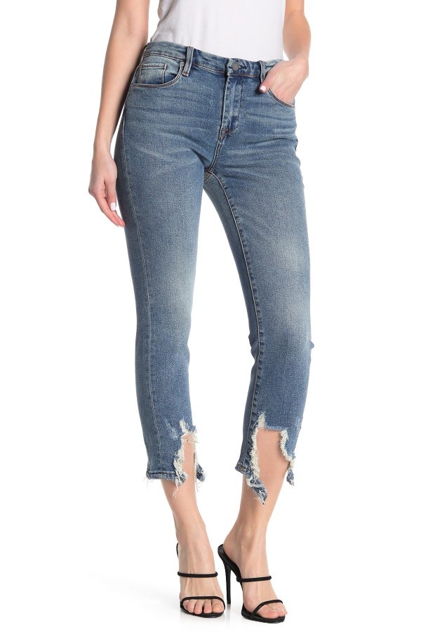 Deconstructed Straight Leg Jeans