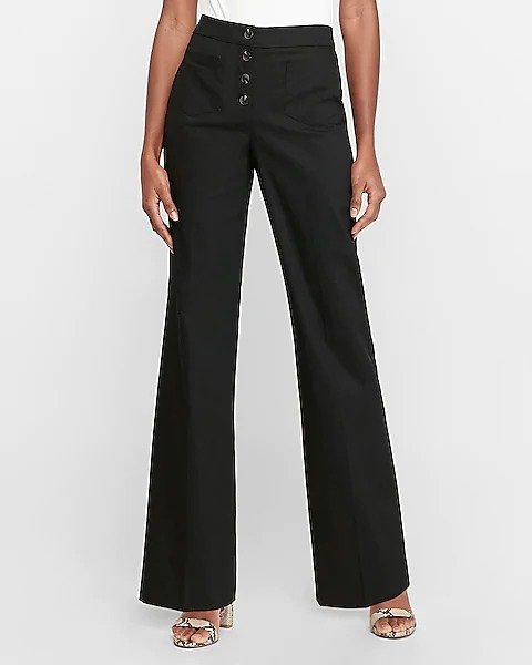 Super High Waisted Button Fly Patch Pocket Trouser Pant
