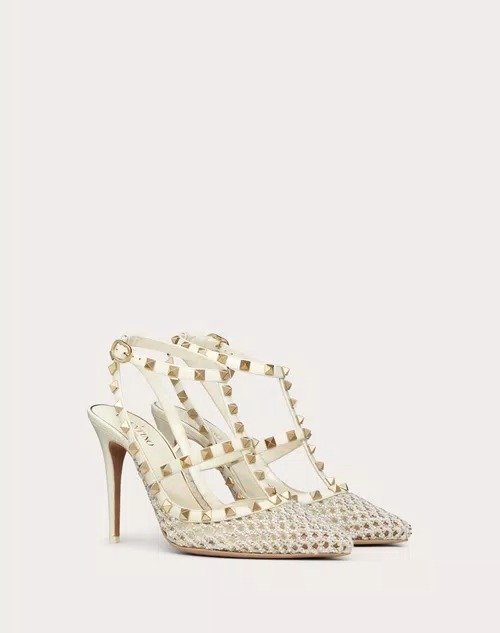 ROCKSTUD MESH PUMP WITH CRYSTALS AND STRAPS 100MM