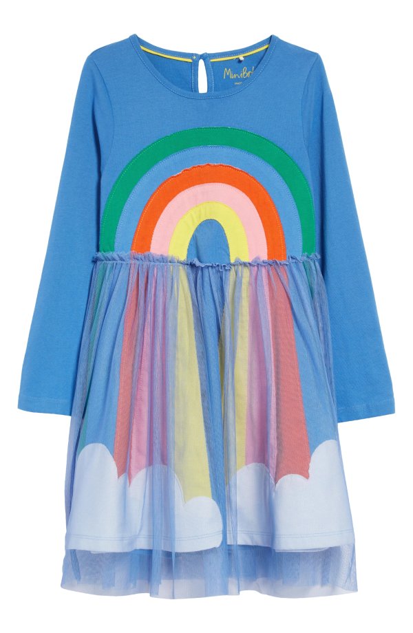 Kids' Tulle Rainbow Applique Dress