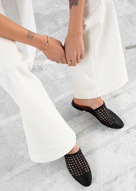 Woven Leather Slip On Flats