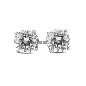 1 Carat TW AGS Certified Round Diamond Solitaire Stud Earrings in 14K White Gold @ Szul.com
