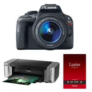 Canon EOS Rebel SL1 EF-S 18-55mm IS Lens, Pixma Pro 100 Printer & 50 pro sheets