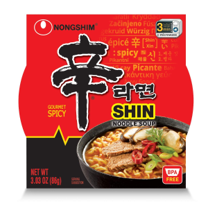 Nongshim Shin Bowl Noodle Soup, Gourmet Spicy, 3.03 Ounce (Pack of 12)