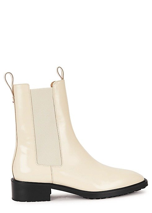 Simone 40 cream glossed leather Chelsea boots