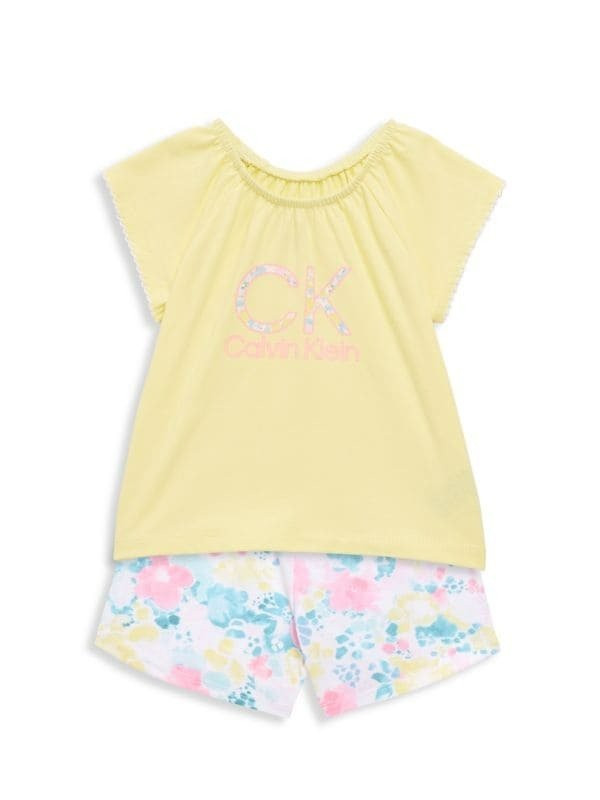 Baby Girl’s 2-Piece Top & Floral Shorts Set