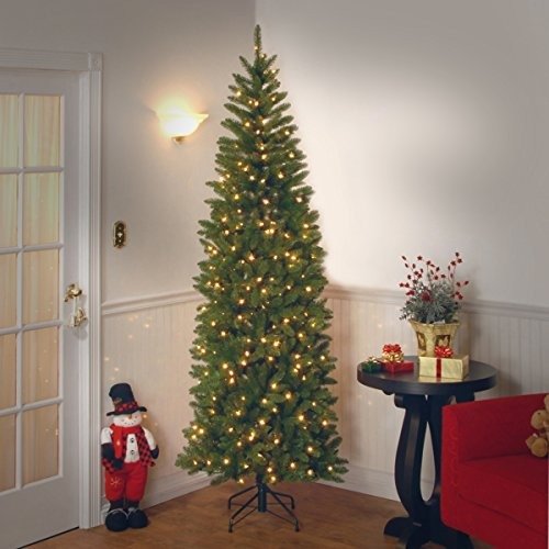National Tree 7.5 Foot Kingswood Fir Pencil Tree with 350 Clear Lights, Hinged (KW7-300-75)