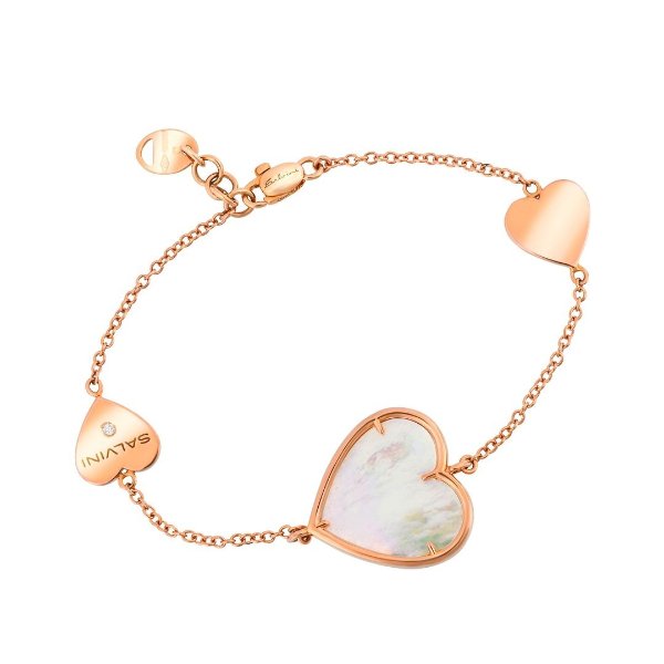 SALVINI 18K Rose Gold, 5.50ct. Mother of Pearl and Diamond Charm Bracelet
