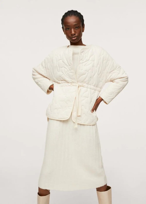 Textured cotton-blend jacket - Women | MANGO OUTLET USA