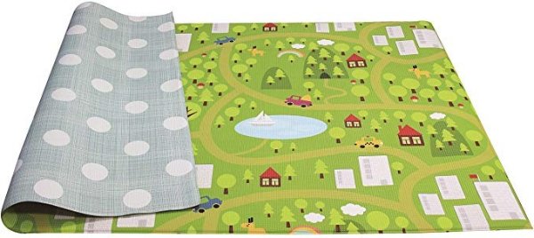 Play Mat - Playful Collection (Country Town - Blue, Medium) - Play Mat for Infants – Non-Toxic Baby Rug – Cushioned Baby Mat Waterproof Playmat – Reversible Double-Sided Kindergarten Mat
